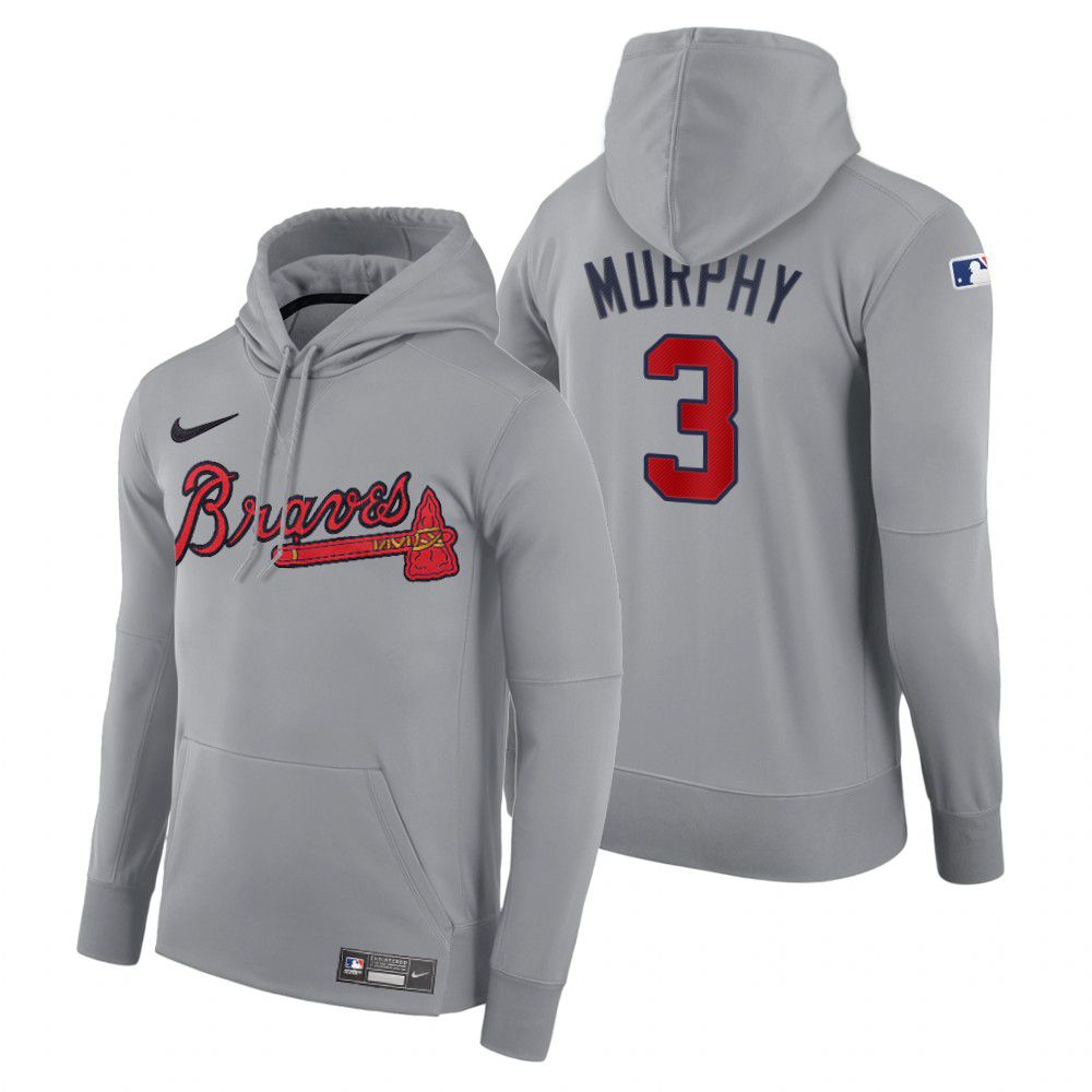Men Atlanta Braves #3 Murphy gray road hoodie 2021 MLB Nike Jerseys
